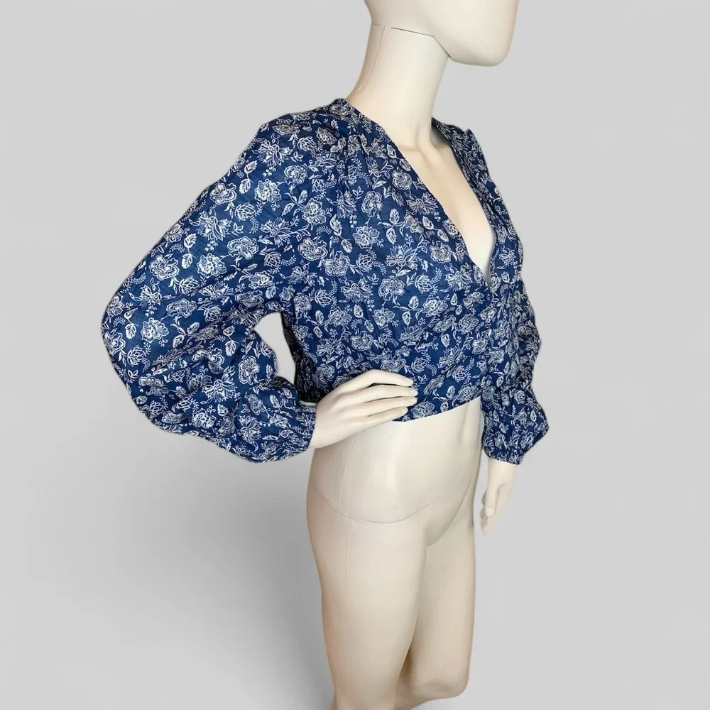 Boden Blue and White Floral Blouse